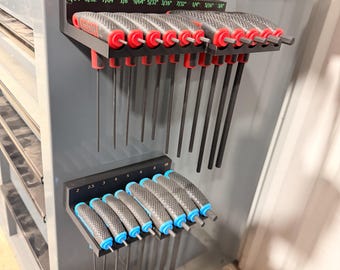 Archivos de impresión 3D digital para racks de almacenamiento de llaves hexagonales con mango en T Torx, SAE y métricas Icon