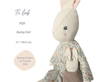 Bunny Sewing Pattern PDF Instant Download with Step-by-Step Instructions Bunny Kids Doll