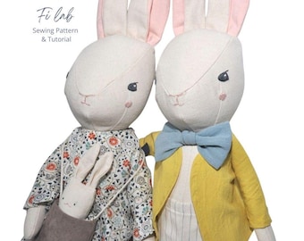 Bunny Sewing Pattern PDF Instant Download with Step-by-Step Instructions Bunny Kids Doll