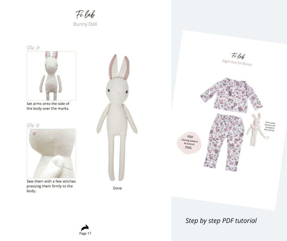 Bunny Sewing Pattern PDF Instant Download With Step-by-step ...