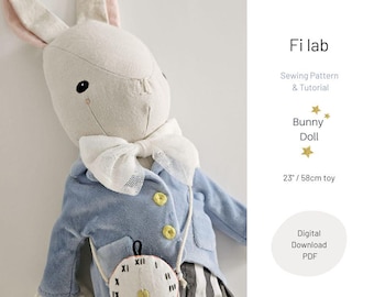 Bunny Sewing Pattern PDF Instant Download with Step-by-Step Instructions Bunny Kids Doll