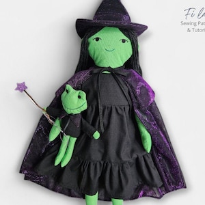 Wicked Witch Cloth Doll Pattern PDF | Handmade Fabric Doll & Frog Sewing Tutorial