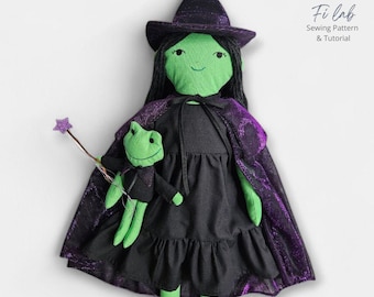 Wicked Witch Cloth Doll Pattern PDF | Handmade Fabric Doll & Frog Sewing Tutorial