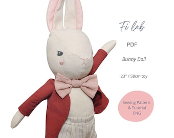 Bunny Sewing Pattern PDF Instant Download with Step-by-Step Instructions Bunny Kids Doll