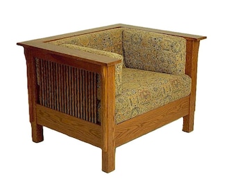 Mission Arts & Crafts Prairie Stickley style Spindle Club Cube Chair
