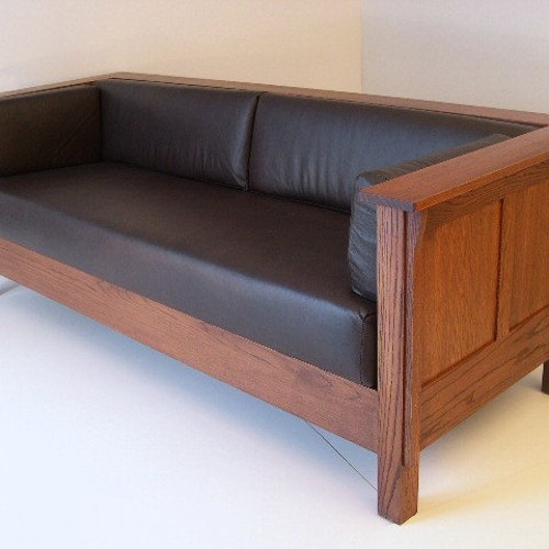 Mission Arts Crafts Stickley Style Prairie Panel Leather Mission Arts Crafts Stickley Style, Mission Sofa Leather