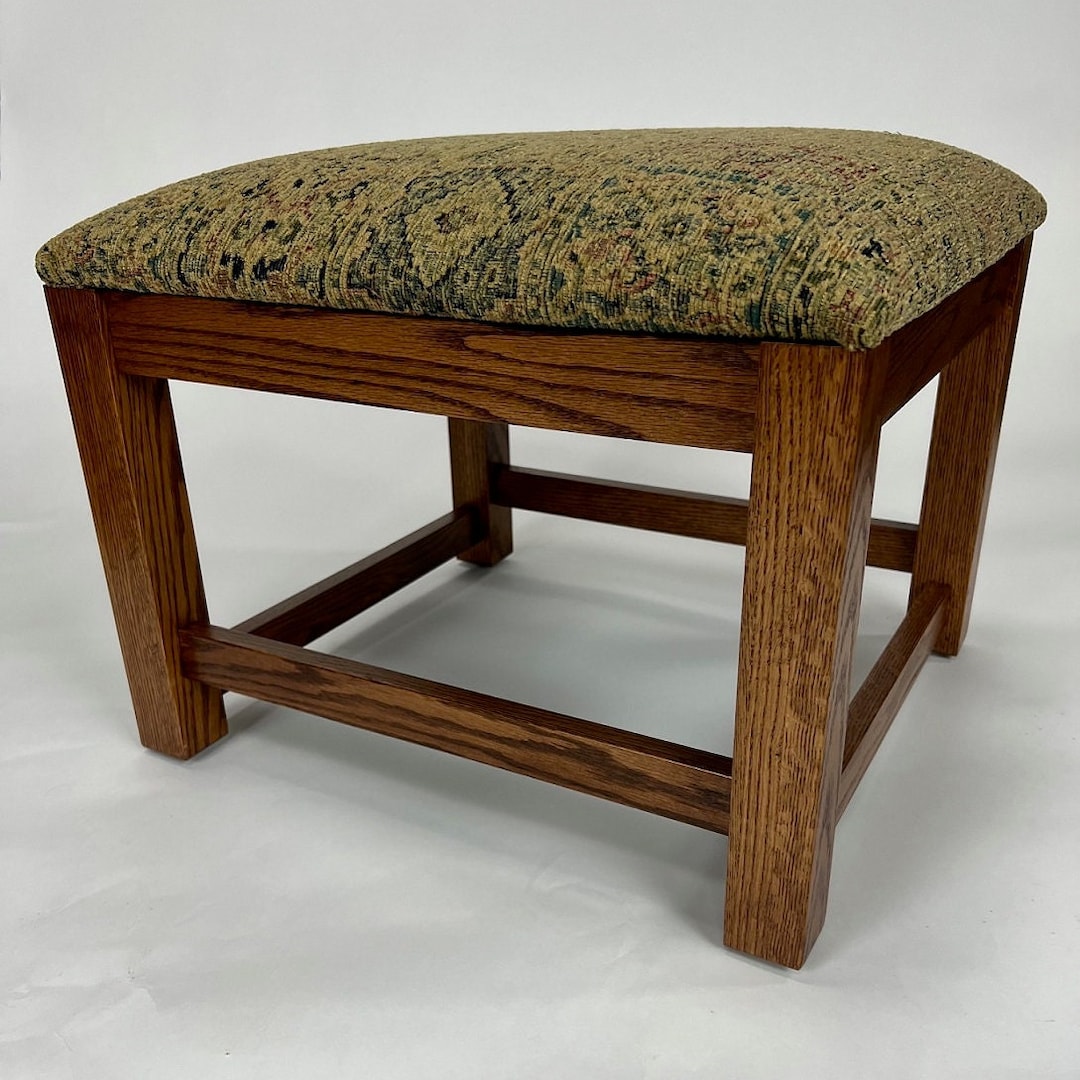 Mission Arts &amp; Crafts Stickley Style Fabric Footstool Ottoman Hassock ...