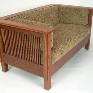 Mission Arts & Crafts Stickley Style Prairie Spindle Settle Loveseat