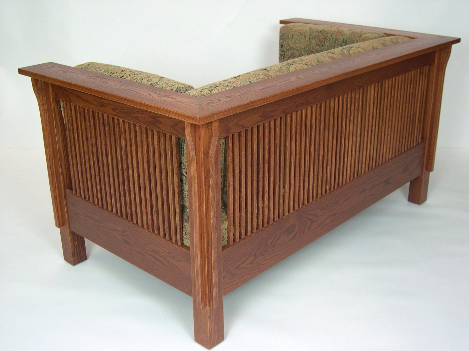 Mission Arts & Crafts Stickley Style Prairie Spindle Settle Loveseat