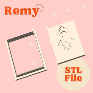 May include: A digital STL file for 3D printing a rocket ship design. The file is shown in a white frame on a pink background. The text "STL File" is in orange on a cream circle.