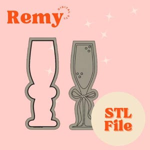Champagne Glass STL | 3D Printing | Cookie Cutter | Glass With Bow
