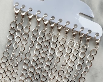 ロブスタークラスプ付きシルバーメッキチェーンブレスレット（5個、7