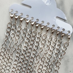 12 x Silver plated bracelet chains with Lobster Clasp - 8" / 20cm - Bulk Wholesale Bracelet Chains