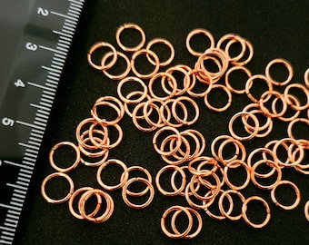 8mm Rose Gold jump rings 100 pieces - Large jump rings - Strong Jewellery Findings