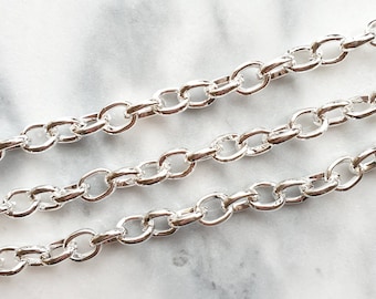 1 metre Silver Plated Chain 8 x 7mm - nickel free continuous silver plated chain