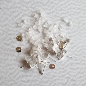 50 pcs Silver Plated Earring Posts with 6mm Flat Pad - Stud Earrings