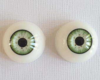 30mm BASIL GREEN ACRYLIC ROUND DOLLS EYES