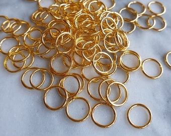 8mm Gold Plated Jump Rings - Strong Jewellery Findings - 100 pieces