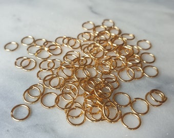 6mm Gold Plated Jump Rings - Jewellery Findings - 100 pieces