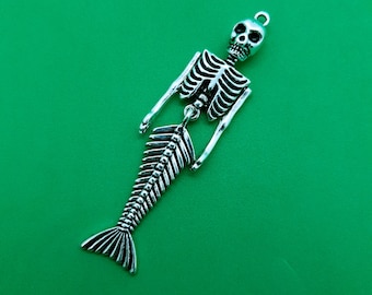 1 x Mermaid Skeleton Pendant - Articulated Charm - Fast Shipping from UK Seller