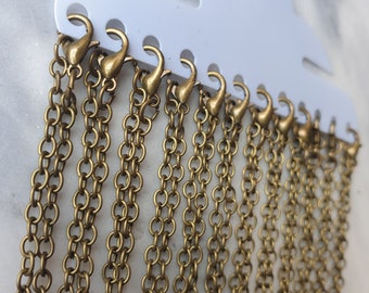 12 x Antique Bronze 20" / 51cm Cable Chains - 4x3mm link with Lobster Clasp - Bulk Wholesale Necklace Chains