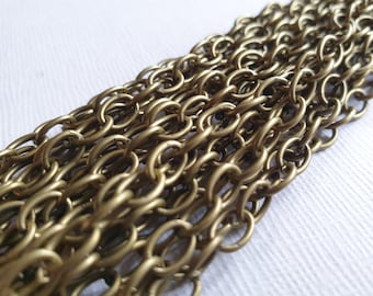 1 metre Antique Bronze Chain 7 x 5mm plated oval links - nickel free continuous chain