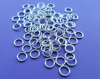 8mm Silver Plated Jump Rings - Strong Jewellery Findings - 100 pieces