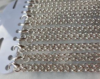 12 x Silver Plated Rolo Chains with Lobster Clasp - 20" / 51cm - Bulk Wholesale Necklace Chains