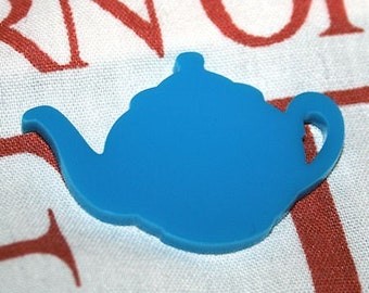 2 x laser cut acrylic teapot pendants - choice of colours - jewellery making, scrapbooking, crafting