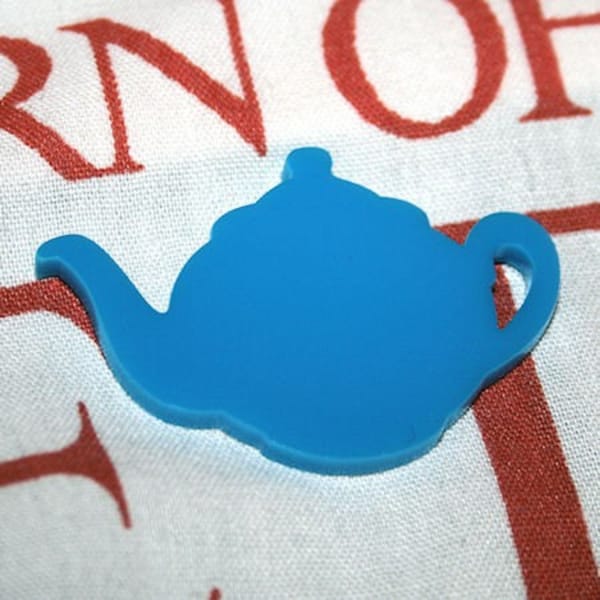 2 x laser cut acrylic teapot pendants - choice of colours - jewellery making, scrapbooking, crafting