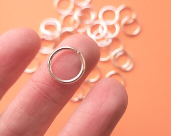 12 mm Versilberte Biegeringe 100 Stück - Große Biegeringe - Starkes Schmuckzubehör