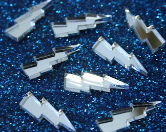 8 x Laser geschnittene Acryl-Silber-Silber-Spiegelblitzer
