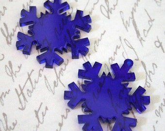 3 x Laser cut acrylic snowflake charms - snow pendants for jewellery making and crafts