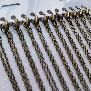 12 x Antique Bronze Cable Chains with Lobster Clasp - Extra Long 30&quot; / 77cm - Bulk Wholesale Necklace Chains