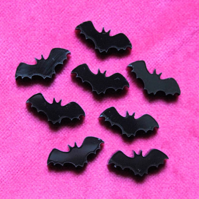 8 x Laser cut acrylic bat cabochons choice of colours jewellery making image 1