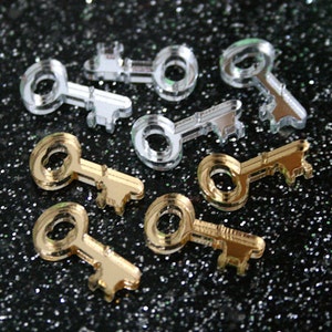 8 x Laser cut acrylic tiny key charms