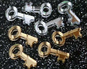 8 x Laser cut acrylic tiny key charms