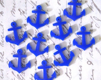 8 x Laser cut acrylic tiny anchor charms - nautical pendant - jewellery making and crafts
