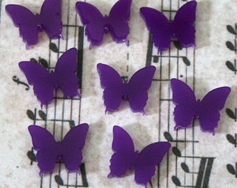 8 x Laser cut acrylic purple butterfly cabochons