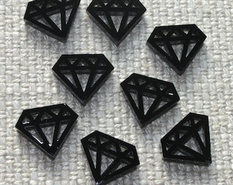 8 x laser cut acrylic mini diamond cabochon - choice of colours - jewellery making, crafts