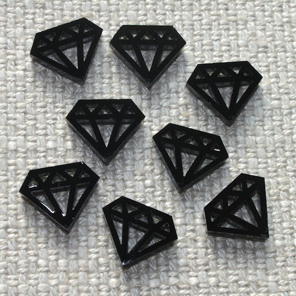 8 x laser cut acrylic mini diamond cabochon - choice of colours - jewellery making, crafts