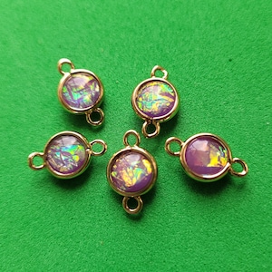 5 x copper and resin opal-effect connector charms - Fast Shipping from UK Seller