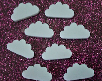 8 x laser cut acrylic cloud cabochon - choice of colours - jewellery making - crafts - scrap booking