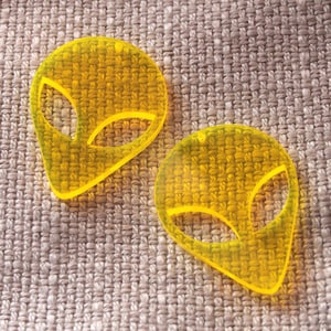 2 x Alien laser cut pendants - UV reactive