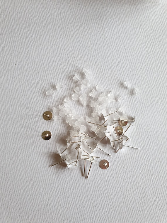 50 pcs Silver Plated Earring Posts with 6mm Flat Pad - Stud Earrings