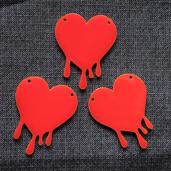 3 x Laser cut acrylic bleeding heart pendants