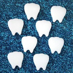 8 x Laser cut acrylic tooth cabochons