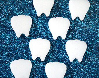 8 x Laser cut acrylic tooth cabochons