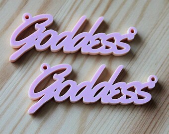 2 x Laser cut acrylic Goddess pendants - spiritual feminist charms for jewellery and crafts