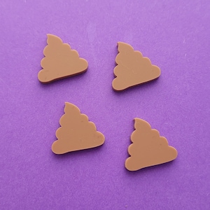 4 x Laser cut acrylic poop emoji cabochons